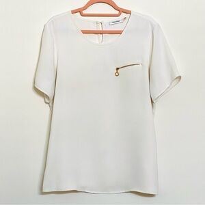 Calvin Klein Creamy White Short Sleeve Top Size Large
